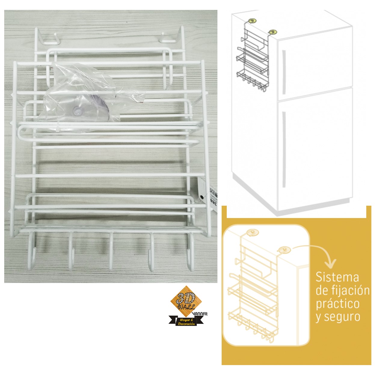 Organizador para nevera costado lateral plastificado blanco