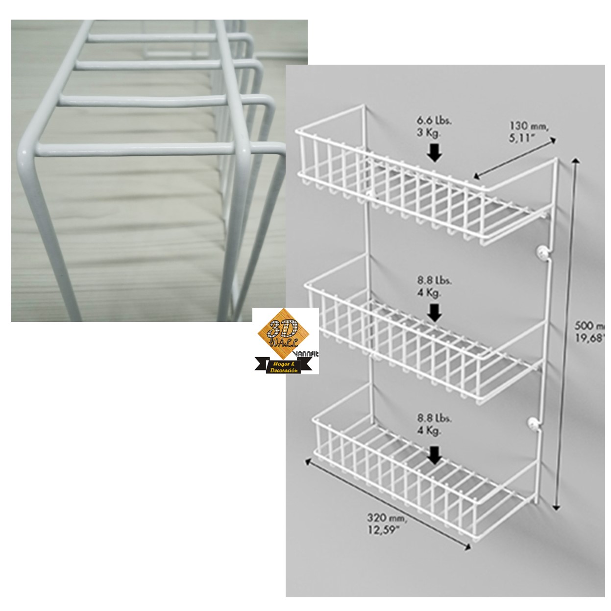 Organizador tipo Canasta 3 niveles blanco - Imagen 3