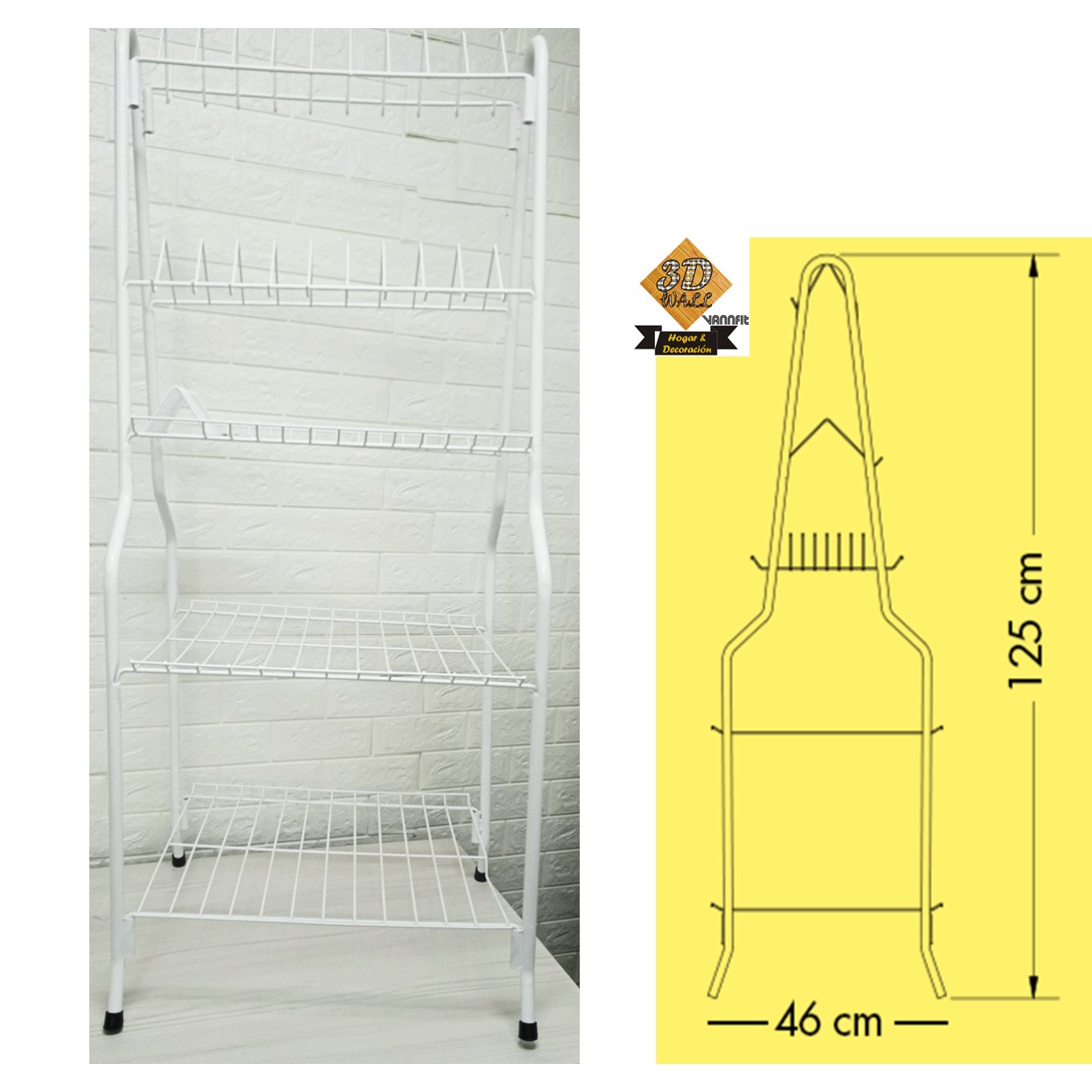 Platero roganizador de loza cocina Locero pie 5 niveles blanco - Imagen 2