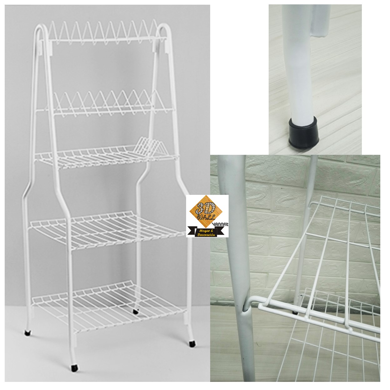 Platero roganizador de loza cocina Locero pie 5 niveles blanco