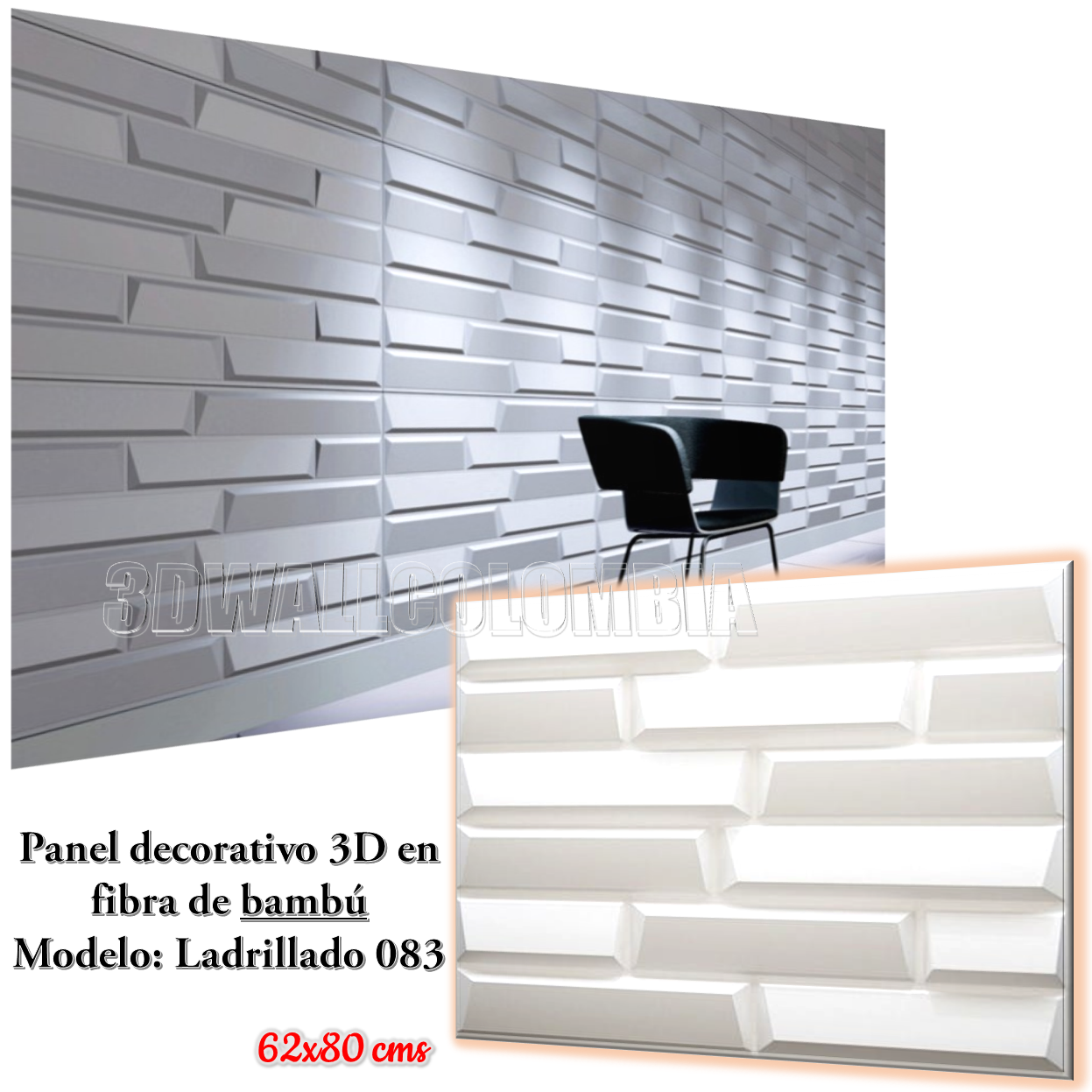 Metro cuadrado Pared 3D *2 Paneles 80*62,5CMS(1mt²) Fibra Vegetal - DL083