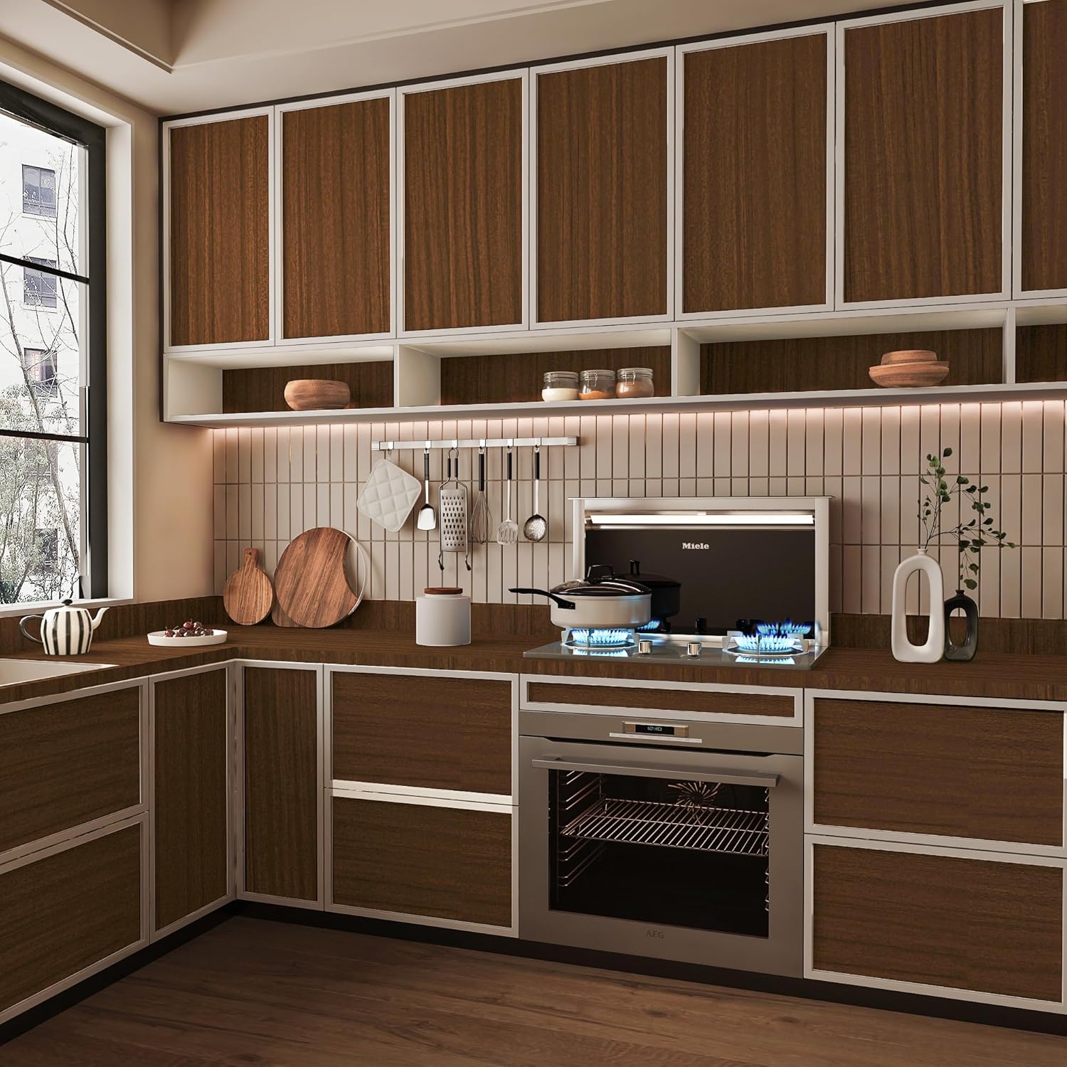 Papel Tapiz Vinilo Adhesivo 5 Metrosx60cms estilo madera marron oscuro - Imagen 4