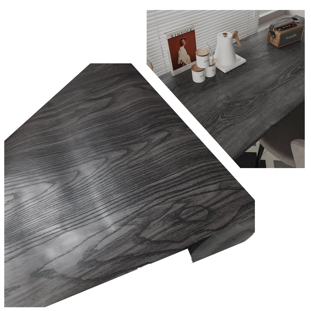 Papel Tapiz Vinilo Adhesivo 5 Metrosx60cms estilo madera gris vetas